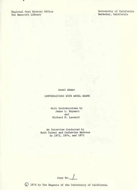 Conversations with Ansel Adams cover