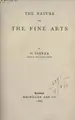 Cover image for The nature of the fine arts.