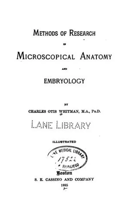 Methods of research in microscopical anatomy and embryology cover