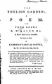 Cover image for The English Garden: A Poem in Four Books