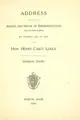 Cover image for Address delivered before the Senate and the House of Representatives and invited guests, on Thursday, Jan. 19, 1905.