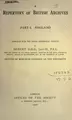 Cover image for A repertory of British archives compiled for the Royal Historical Society by Hubert Hall