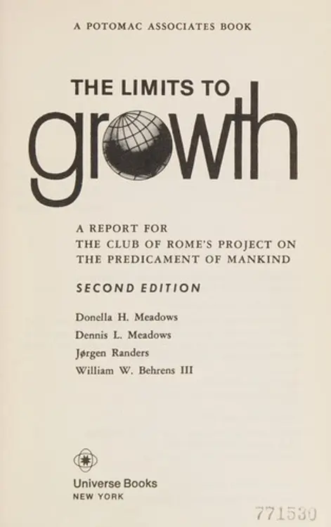 The limits to growth: a report for the Club of Rome's project on the predicament of mankind cover