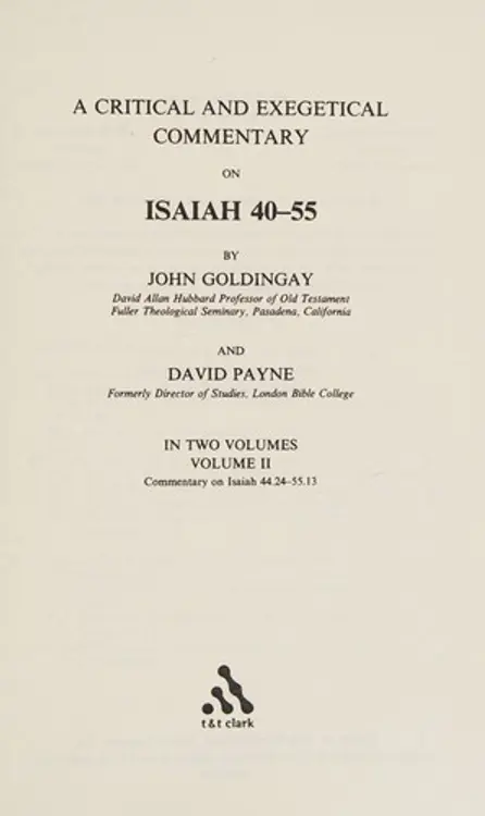 Isaiah 40-55: A Critical And Exegetical Commentary (International Critical Commentary) cover