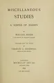Cover image for Miscellaneous studies