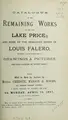 Cover image for Catalogue of the remaining works of the late Lake Price and some of the remaining works of Louis Falero