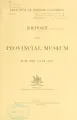 Cover image for Report for the year - British Columbia Provincial Museum.