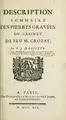 Cover image for Description sommaire des pierres gravées du cabinet de feu M. Crozat
