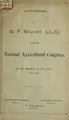 Cover image for Address before the National Agricultural Congress, at its meeting in St. Louis, May, 1872