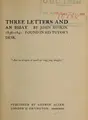 Cover image for Three letters and an essay, 1836-1841