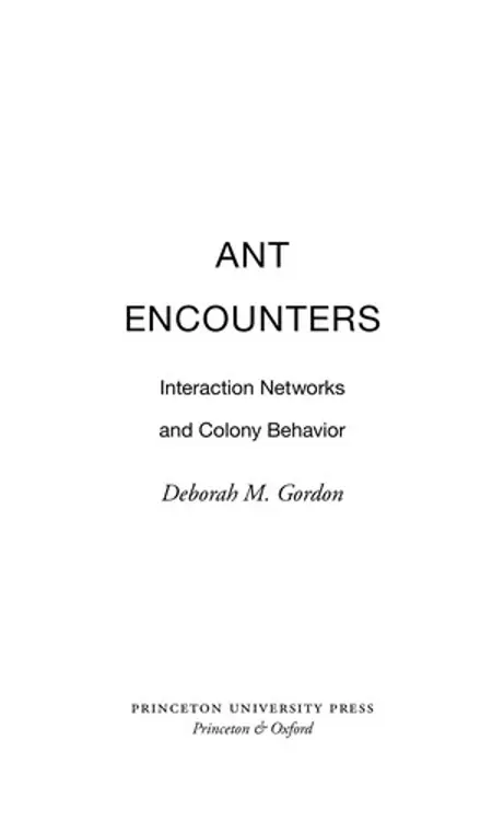 Ant encounters: interaction networks and colony behavior cover