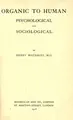 Cover image for Organic to human