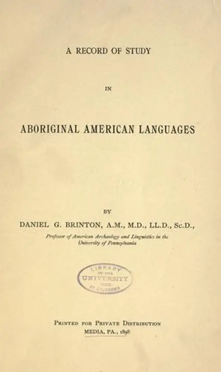 A record of study in aboriginal American languages cover