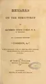 Cover image for Remarks on the strictures of Reverend Joseph Lyman...on a pamphlet entitled "Comments" etc...