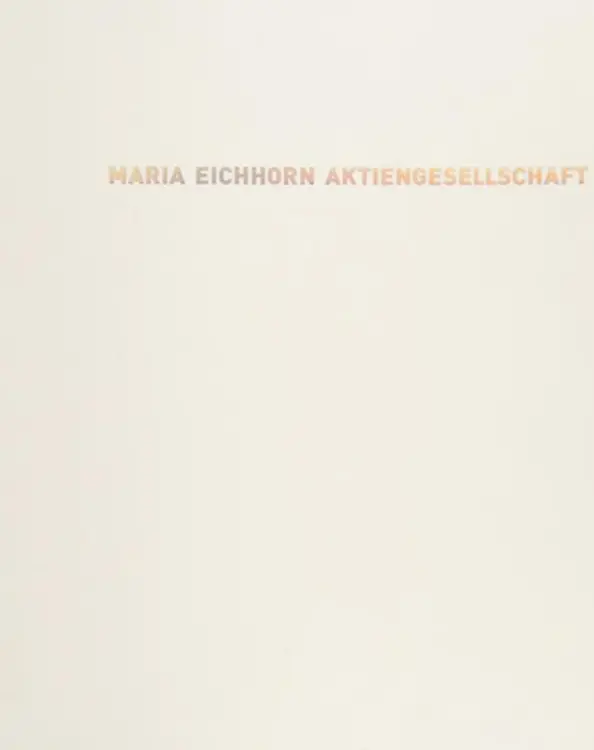 Maria Eichhorn: Aktiengesellschaft cover