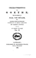 Cover image for Characteristics of Goethe: From the German of Falk, Von Müller, &c., with ...
