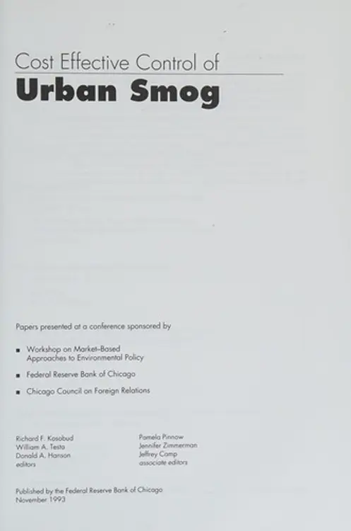 Cost Effective Control of Urban Smog cover