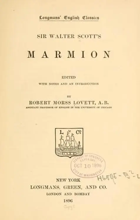 Sir Walter Scott's Marmion cover