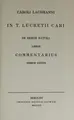 Cover image for Caroli Lachmanni in T. Lucretii Cari De rerum natura libros commentarius iterum editus.