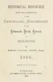 Cover image for Historical discourse on occasion of the centennial anniversary of the Reformed Dutch Church of Millstone