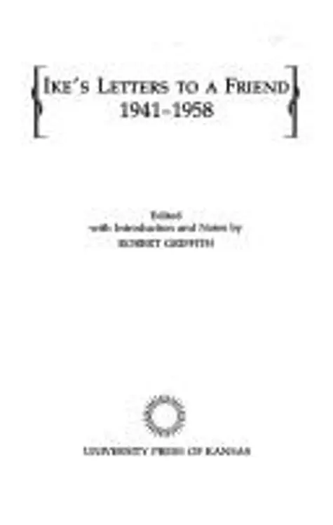 Ike's letters to a friend, 1941-1958 cover