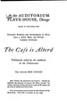 Cover image for At the Auditorium Playe-house: Chicago Neare to the Bank-side, Saturday ...