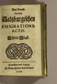 Cover image for Derer Saltzburgischen Emigrations-Acten Erster [-Zweyter und letzter] Band