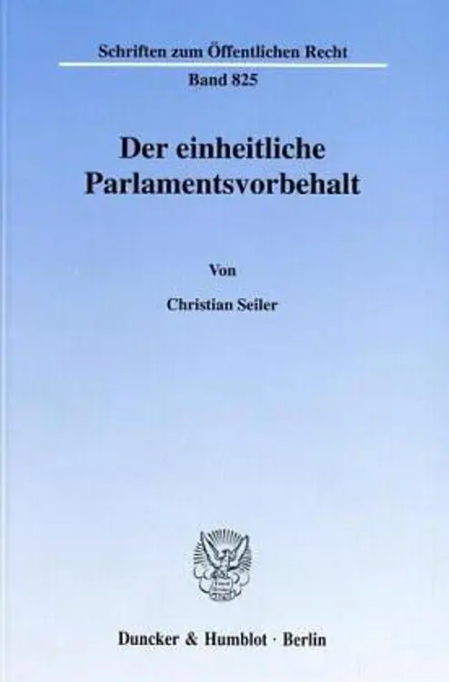 Der einheitliche Parlamentsvorbehalt cover