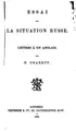 Cover image for Essai sur la situation russe, lettres à un Anglais