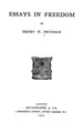 Cover image for Essays in freedom
