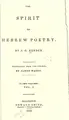 Cover image for The spirit of Hebrew poetry