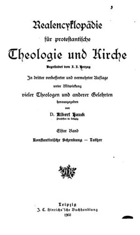 Realencyklopädie für protestantische Theologie und Kirche cover