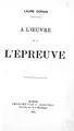 Cover image for A l'oeuvre et à l'épreuve