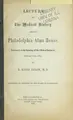 Cover image for Lecture on the medical history of the Philadelphia Alms House