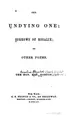 Cover image for The Undying One: Sorrows of Rosalie; and Other Poems