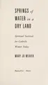 Cover image for Springs of water in a dry land