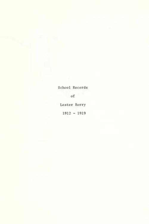 [School records of Lester [i.e. John] Berry, 1912-1919] cover