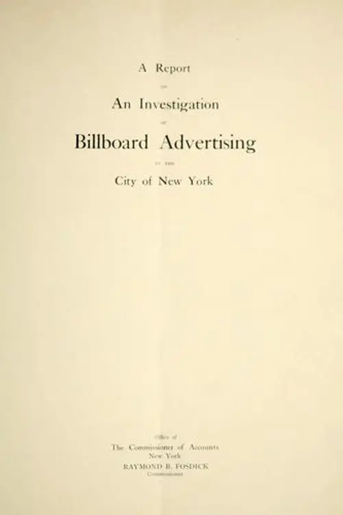 A report on an investigation of billboard advertising in the City of New York.: Office of the Commissioner of Accounts, New York. cover