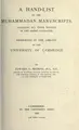 Cover image for A hand-list of the Muhammadan manuscripts