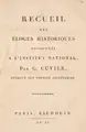 Cover image for Recueil des ©Øeloges historiques prononc©Øes ©Ła l'Institut nation