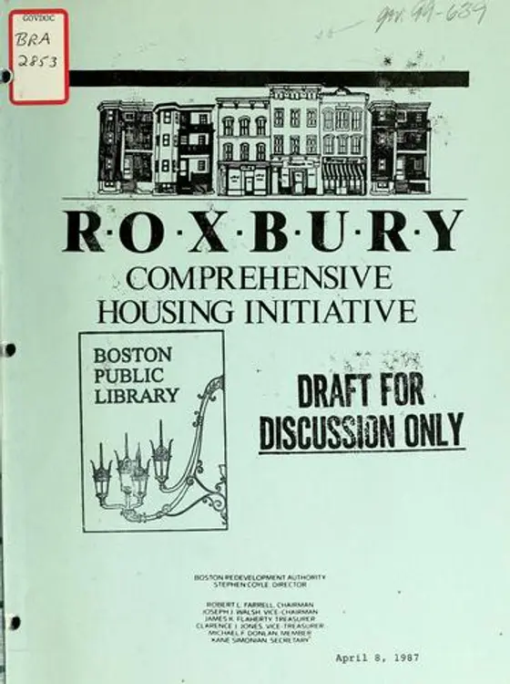 Roxbury comprehensive housing initiative. (draft for discussion only). cover