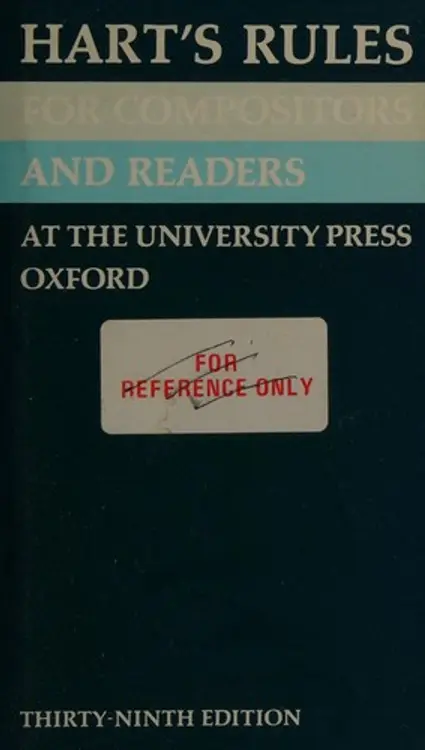 Hart's rules for compositors and readers at the University Press, Oxford. cover