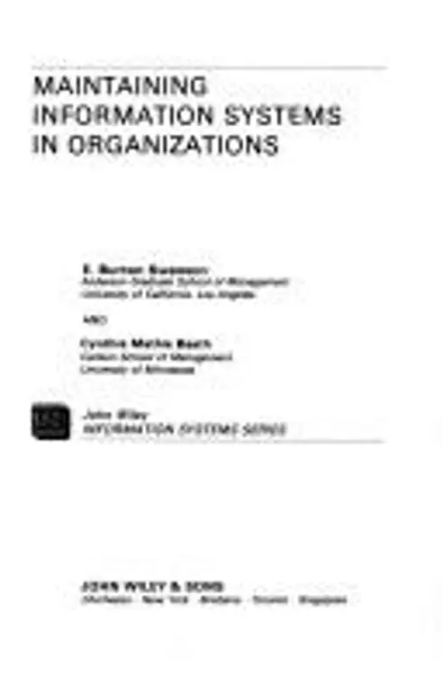 Maintaining information systems in organizations cover