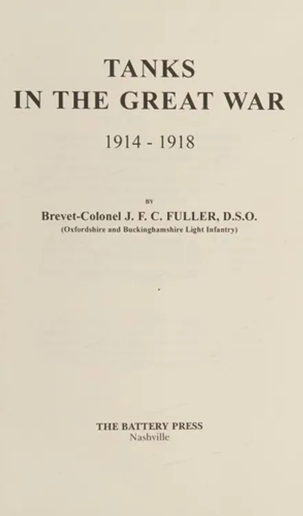 Tanks in the Great War (Great War Series, 83) cover