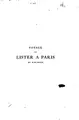 Cover image for Voyage de Lister à Paris en MDCXCVIII