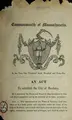 Cover image for An act to establish the city of Roxbury