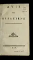 Cover image for Avis aux Alsaciens