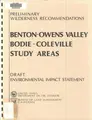 Cover image for Wilderness recommendations for the Benton-Owens Valley/Bodie-Coleville study areas, Bakersfield District, California, Carson City District, Nevada