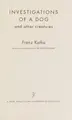 Cover image for Investigations of a dog, and other creatures