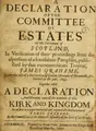 Cover image for A declaration of the Committee of Estates of the Parliament of Scotland